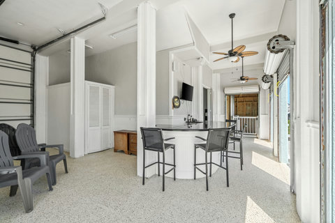 Entertainment room with Adirondack chairs
