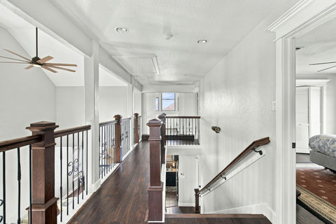 Loft hallway overlooking the living room
