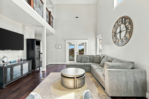 Living room with the loft overhead
