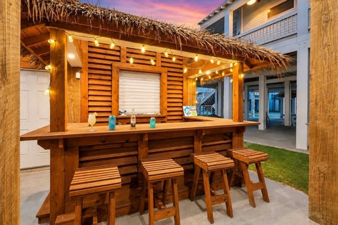 Tiki bar at dusk