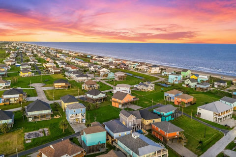 Sunset over the neighborhood and the Gulf