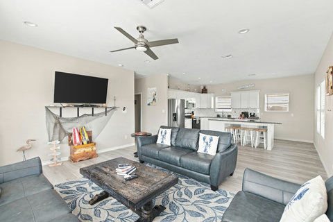 Living area open to the kitchen