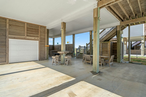 Big covered patio under the house
