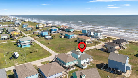 Aerial view of the neighborhood and the Gulf