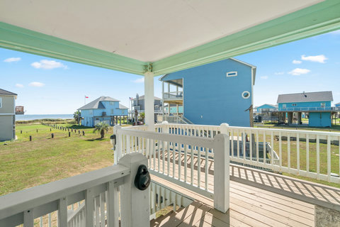 Gate at the top of the deck stairs