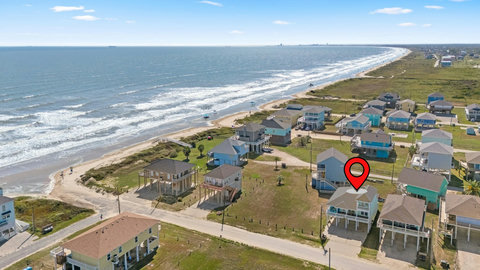 The beach and the house from above