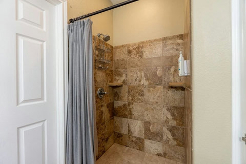 Tile walk-in shower