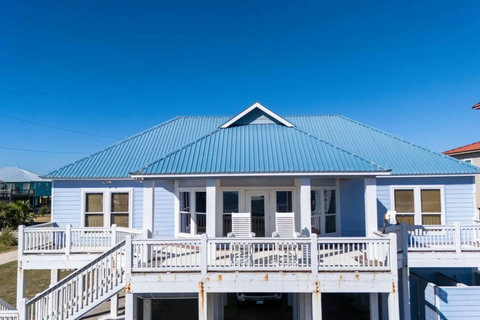 Raised beach house with a big front deck