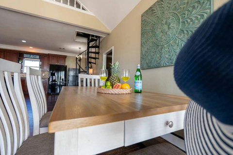 Dining table set for the crew