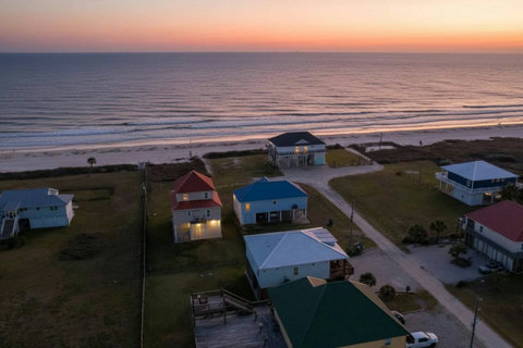 The beach at sunset from above