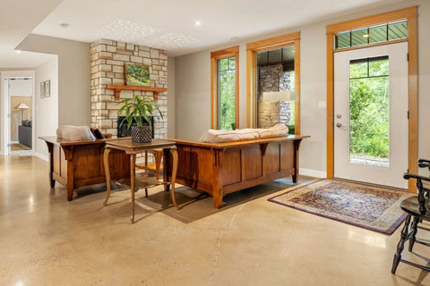 Sitting area with gas fireplace.