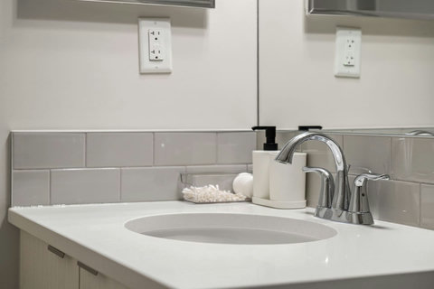 Each stay comes with boxes of tissue, cotton pads, Q-tips, extra toilet paper, full towel set enough for 4 guests.