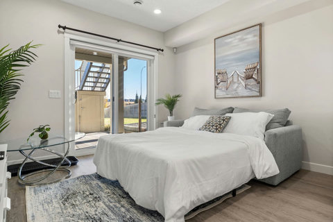 Beautiful cozy sofa bed with 65" Smart TV with Netflix to enjoy your favourite shows, movies  and more!