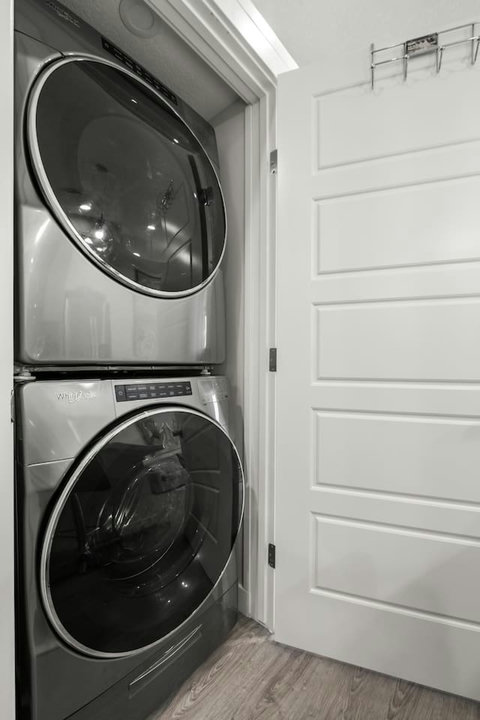 Private, state of the art washer and dryer. Complimentary dishwasher pods and dryer sheets provided.
