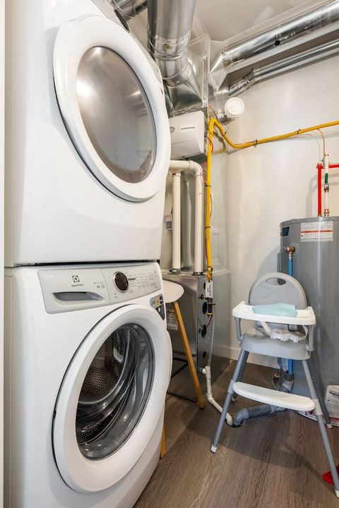 For families, we’ve provided a high chair and travel crib to accommodate even the youngest travelers. The laundry room is equipped with a washer, dryer, and detergent to ensure your stay is hassle-free.