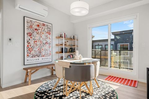 Dining area with access to a small library.