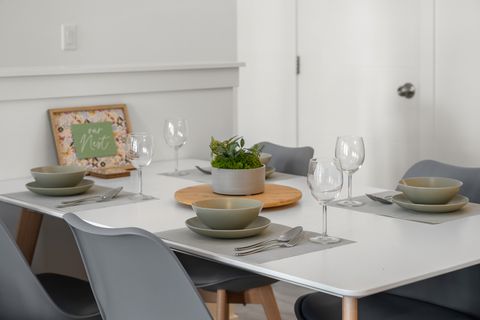 Sophisticated dining space perfectly set for intimate meals and gatherings