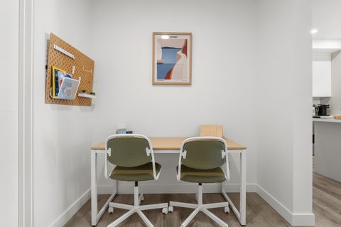 Dedicated workspace perfect for remote work with comfortable seating for two