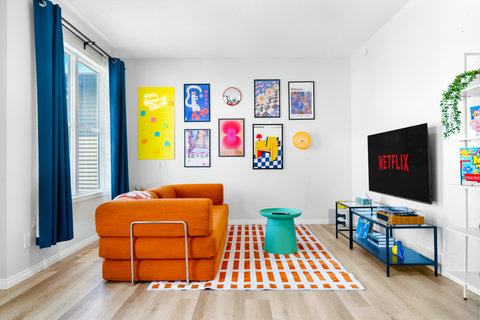 Sofa, Sofa Bed, Conversational Pit chill & relax area with 58" TV