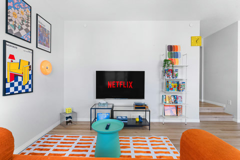 Sofa, Sofa Bed, Conversational Pit chill & relax area with 58" TV