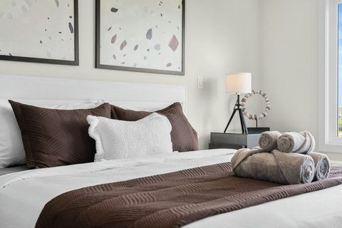 Sink into plush hotel-style bedding for a restful night's sleep
