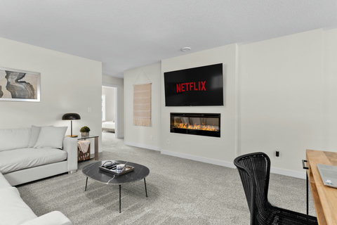 Cozy up by the fireplace and stream your favorite shows all night
