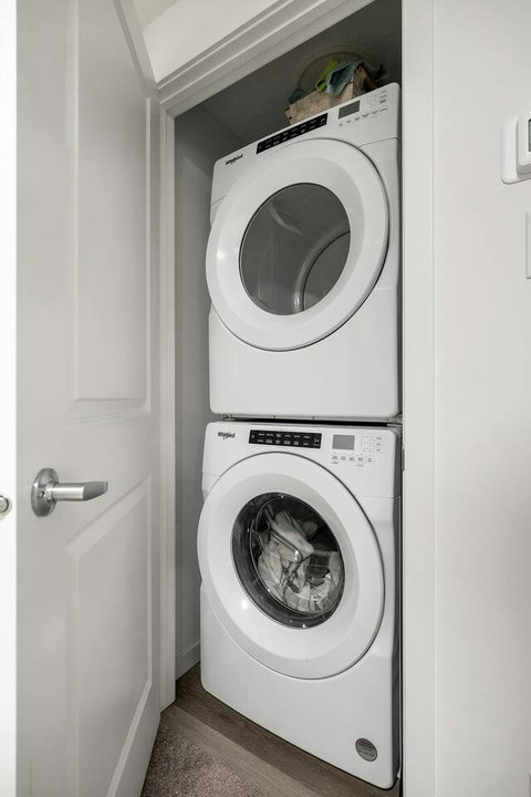 Convenient in-unit laundry with stacked washer and dryer