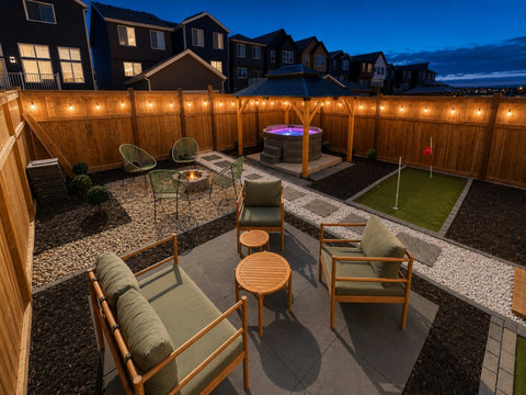Outdoor Patio Area with BBQ, Fireplace, Hot Tub for 4-6 and lounge Area