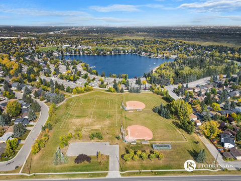 Beautiful aerial perspective of our lakefront neighborhood with recreational facilities