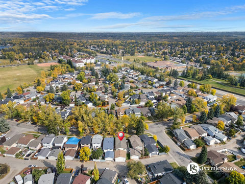 Stunning aerial perspective of tree-lined residential community
