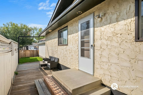 Enjoy your morning coffee on the private back patio with comfortable seating