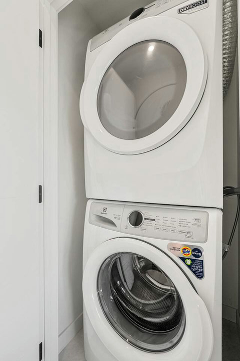 In-unit laundry with convenient stacked washer and dryer setup