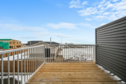 Spacious deck with panoramic views of the winter countryside