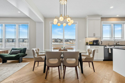 Cook and connect in this elegantly styled kitchen with gold accents