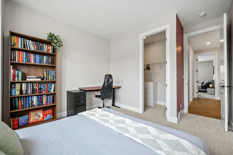 Work from home comfortably with a height-adjustable standing desk and chair