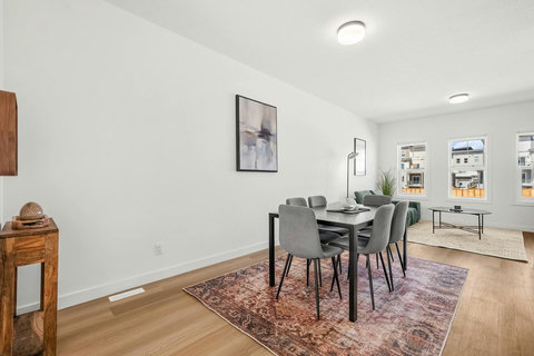 Stylish dining area perfect for meals with a view of the city