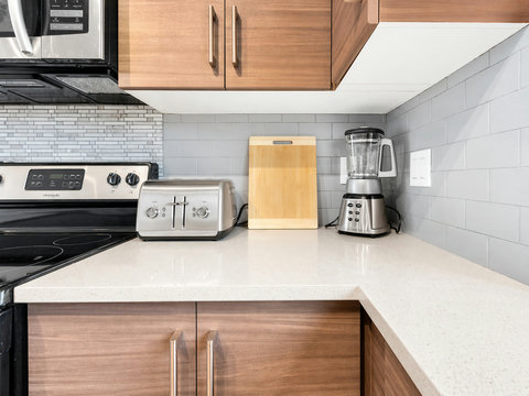 Fully equipped kitchen with modern appliances and ample counter space