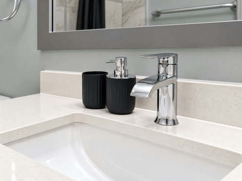 Vanity and faucet detail in the shared upstairs bathroom.