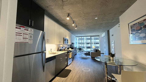 Full kitchen with dining table for two