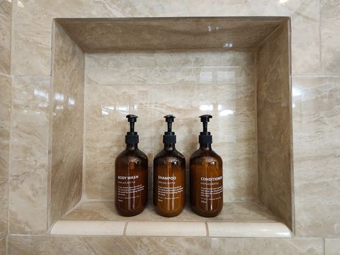 Includes bathroom essentials