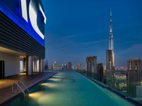 Relax and unwind at the 64th-floor pool, offering the ever amazing views of the Burj Khalifa!