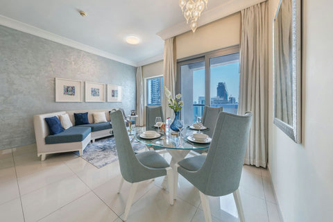 Enjoy meals at a cozy dining space with seating for 4. Perfect for dining in, working, or relaxing with a coffee—plus direct access to your private balcony.