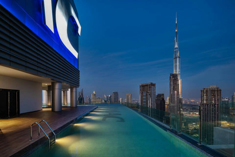 Relax and unwind at the 64th-floor pool, offering the ever amazing views of the Burj Khalifa!