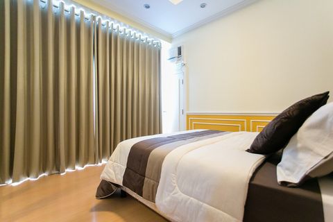 Bedroom features mood lighting