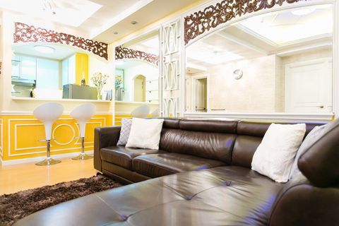 Breakfast bar and sofa