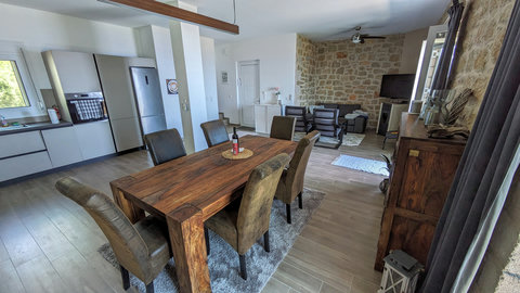 Dining area and living room