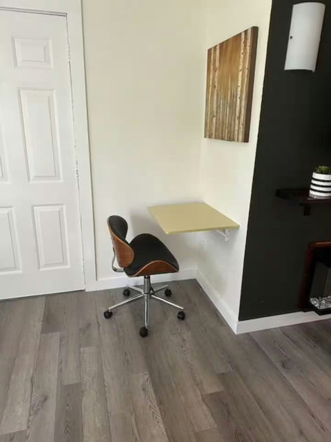 Compact work nook with modern desk, chair, and clean minimalist style