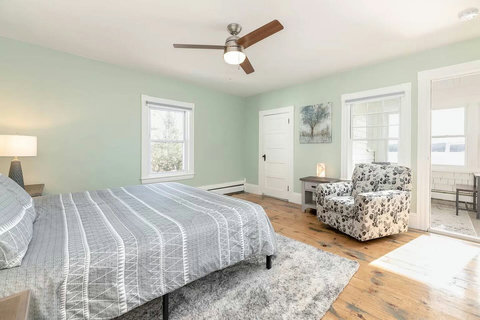 That's a huge closet in the corner and a comfy swivel chair to relax and read a book or meditate alone if that's what makes your getaway more perfect!