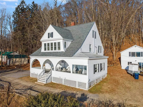 View from drone. Parking on left side of photo. 