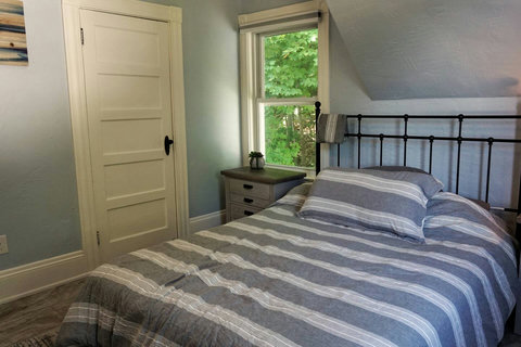 Feeling of being in the woods with the trees on the hill out the window.